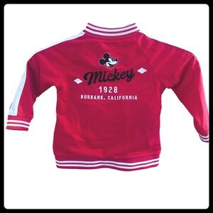 Disney Mickey Mouse 1928 Burbank California Track Jacket Kids 18-24M Red White
